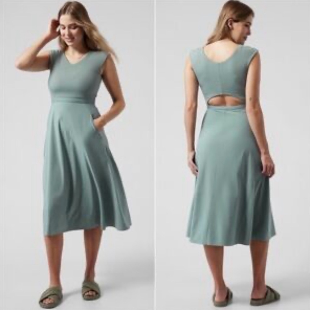 Athleta Ryder Sage Green Midi Dress